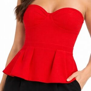 BCBGMaxAzria Joel Red Top Bustier Peplum size 8 ( run small 4 or 6 )